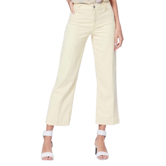 PAIGE Nellie Wide Leg Culotte Jeans in Light Yellow Size 27 - Picture 7 of 16